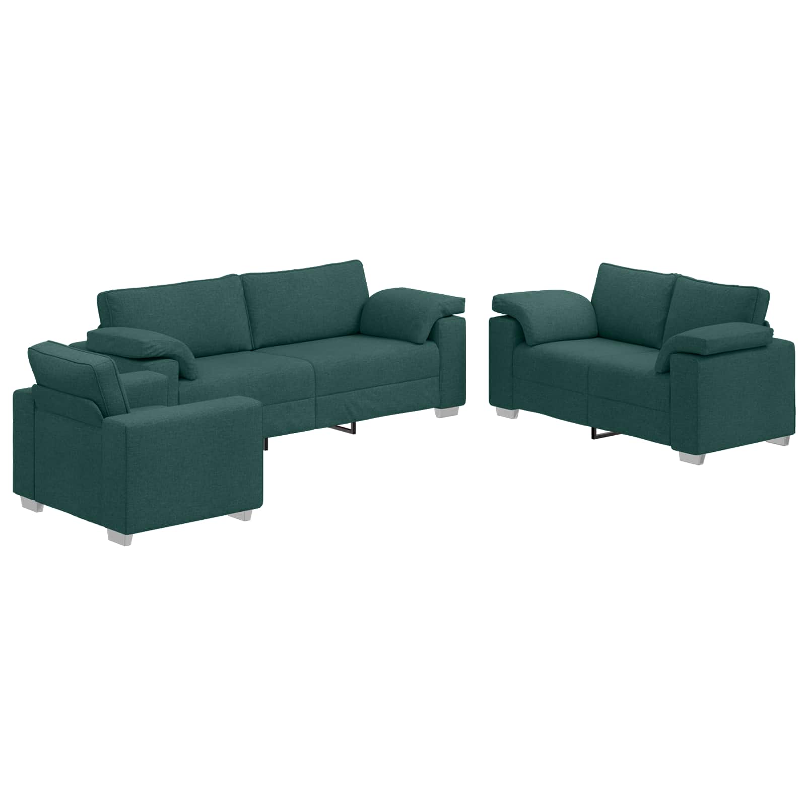 vidaXL Sofa 3 pcs Ciemna zieleń 219 x 80 x 82 cm Tkanina lniana