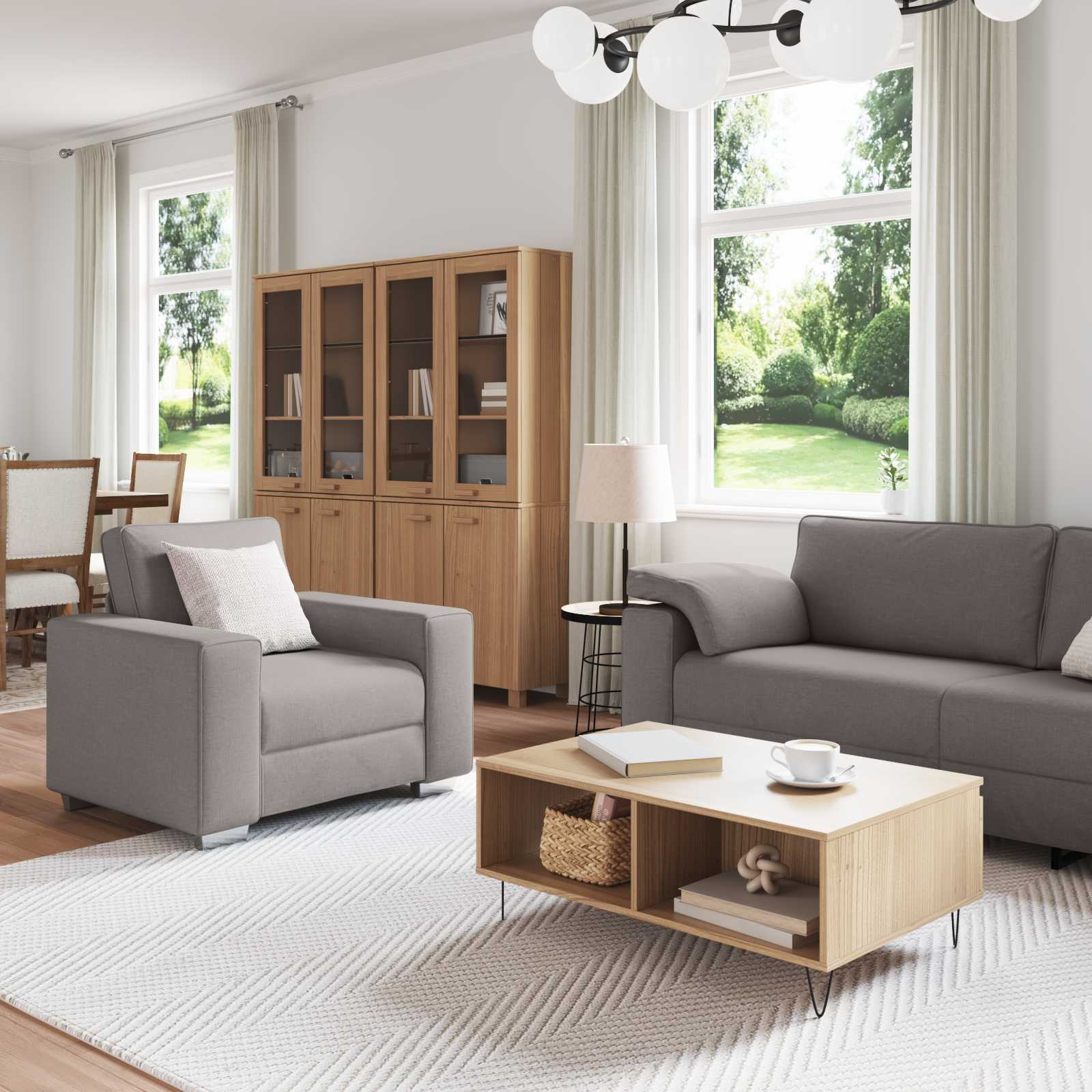 vidaXL Sofa 3 pcs Ciemnoszary 219 x 80 x 82 cm Tkanina lniana