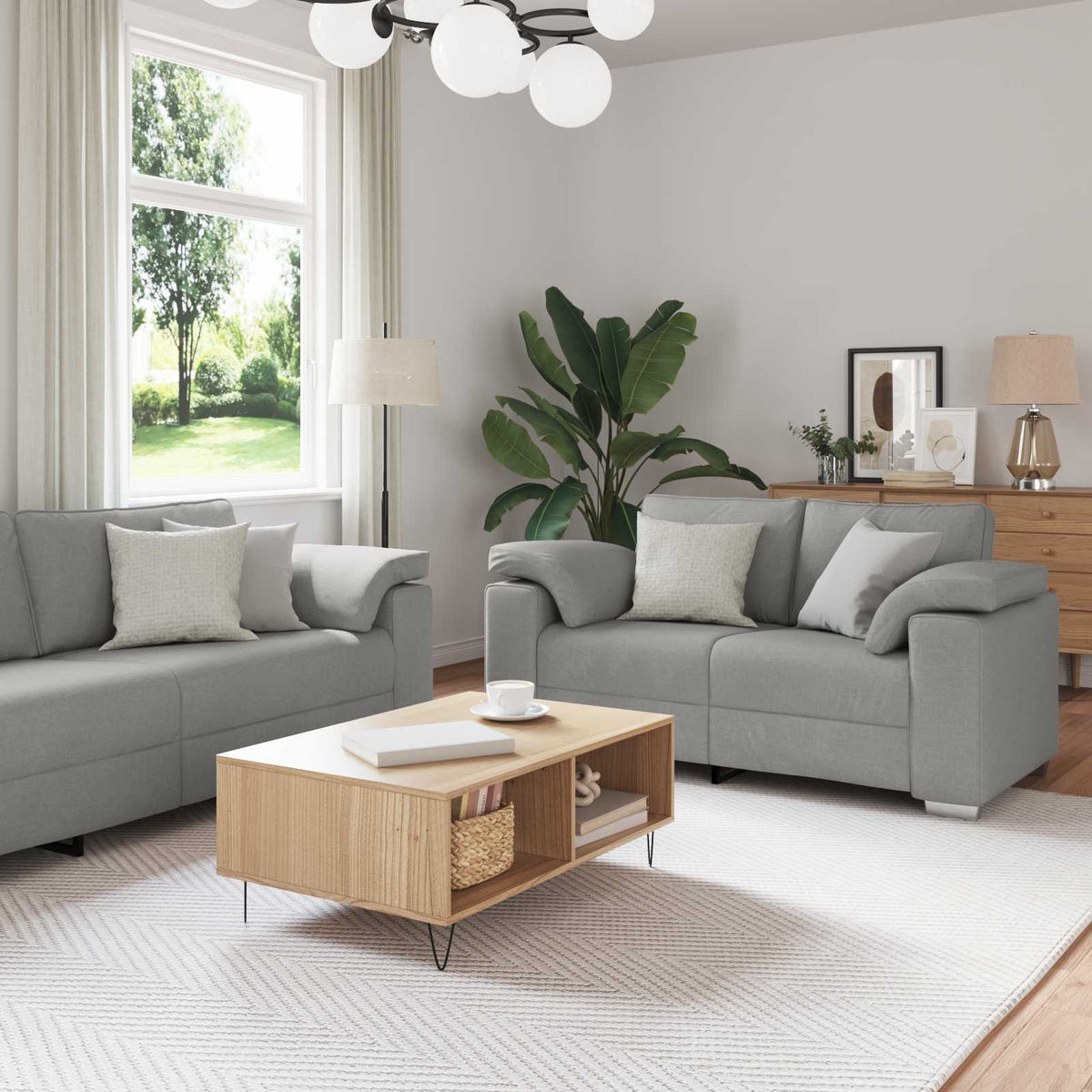 vidaXL Sofa 3 szt. Szary chmur Tkanina lniana