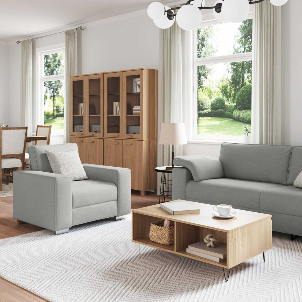vidaXL Sofa 3 szt. Szary chmur Tkanina lniana