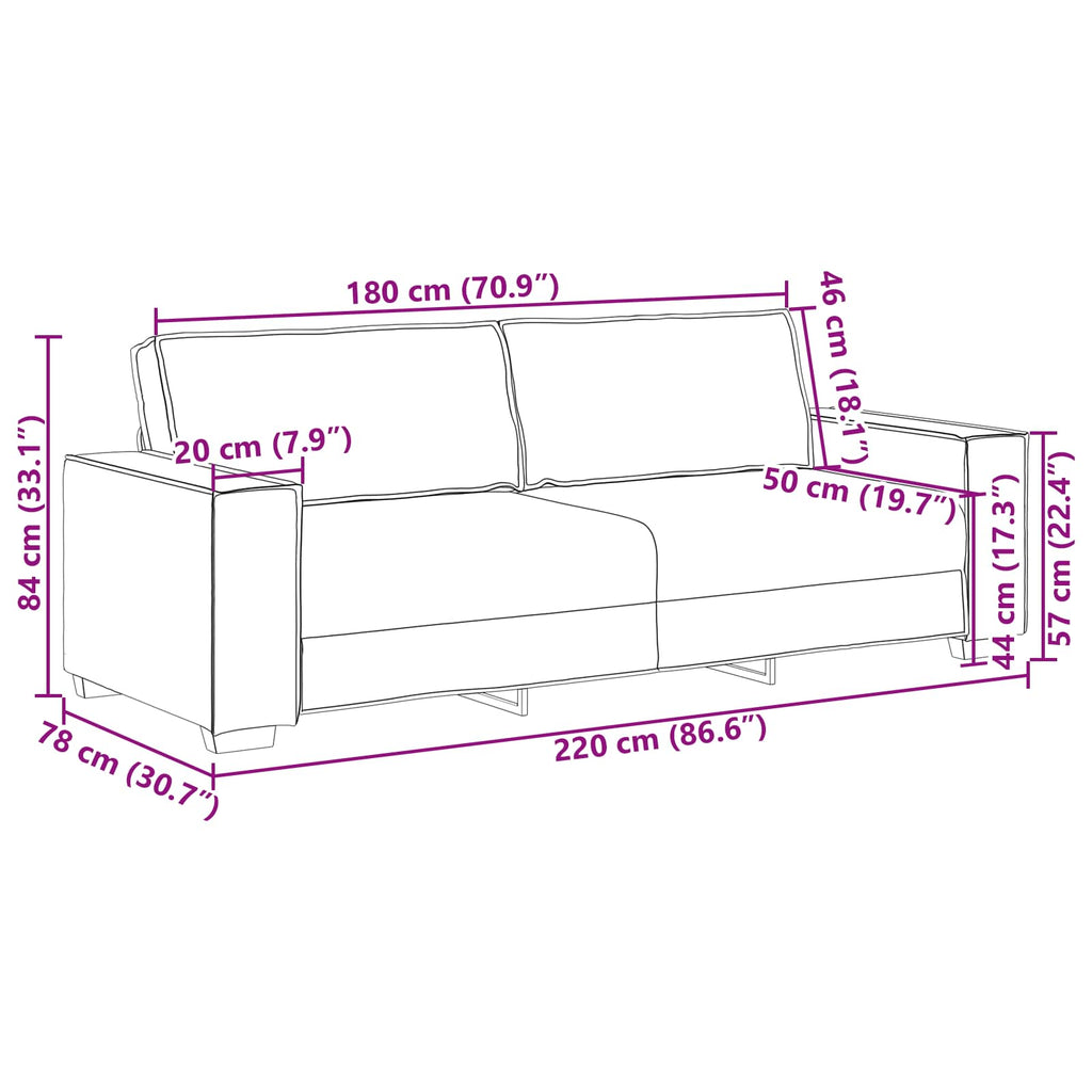 vidaXL Sofa 2 pcs Beżowy 220 x 80 x 84 cm Tkanina lniana