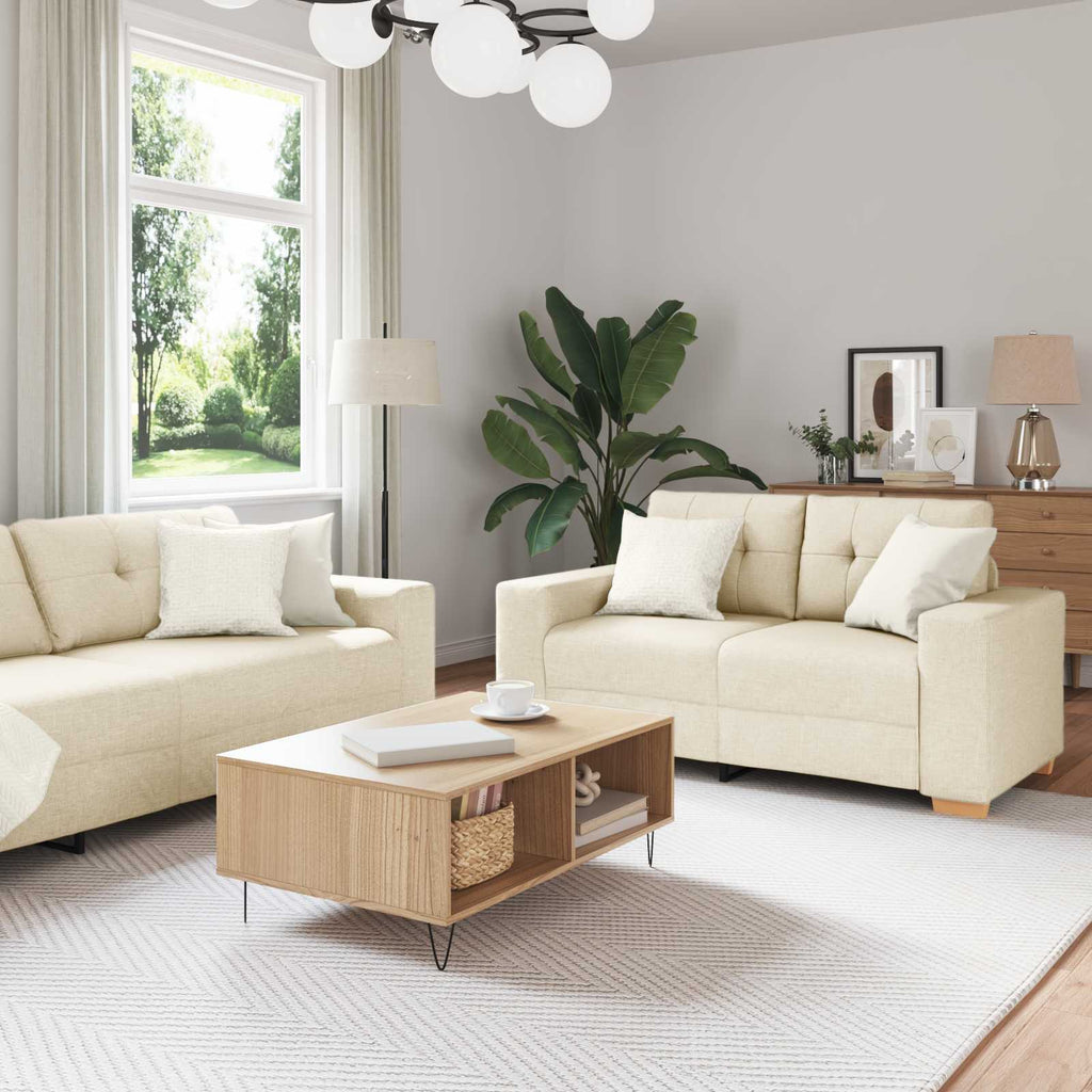 vidaXL Sofa 2 szt. Beżowy Tkanina lniana