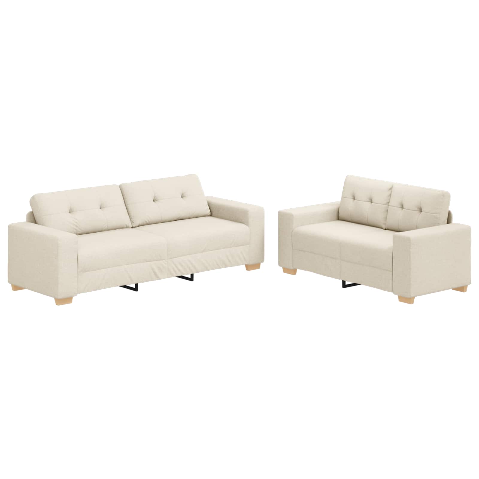 vidaXL Sofa 2 szt. Beżowy Tkanina lniana
