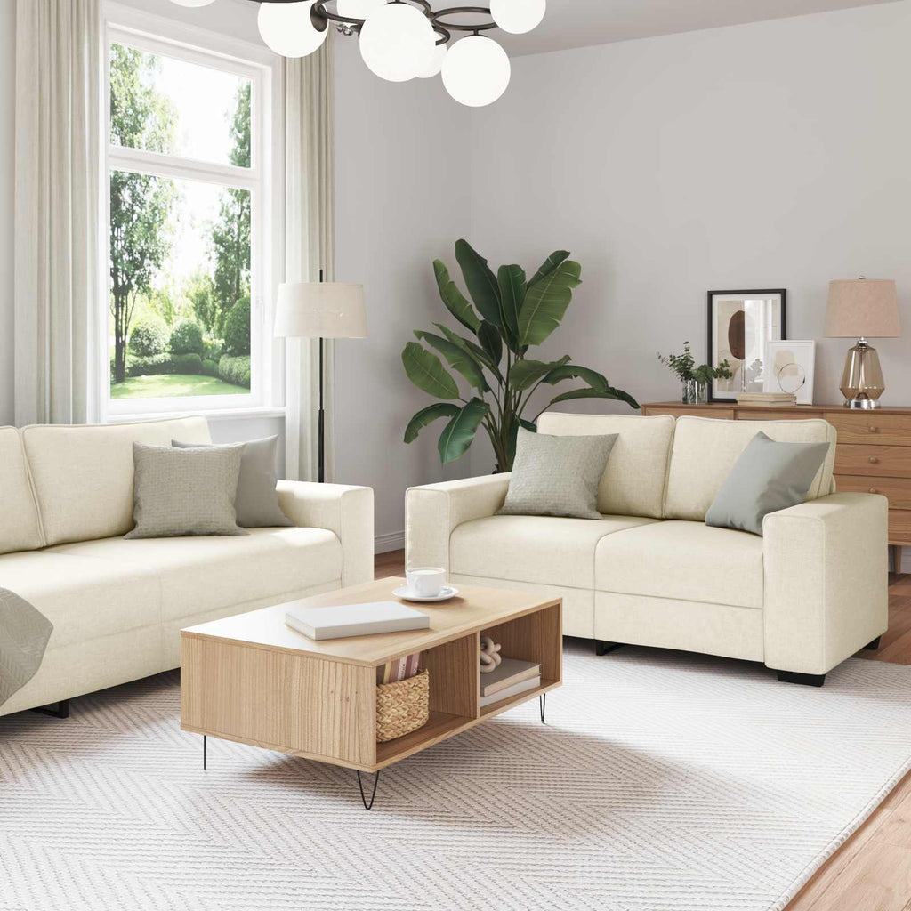 vidaXL Sofa 2 pcs Beżowy 221 x 80 x 82 cm Tkanina lniana