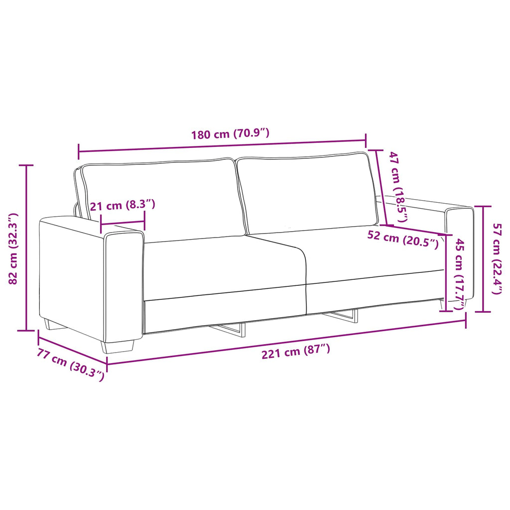 vidaXL Sofa 2 pcs Beżowy 221 x 80 x 82 cm Tkanina lniana