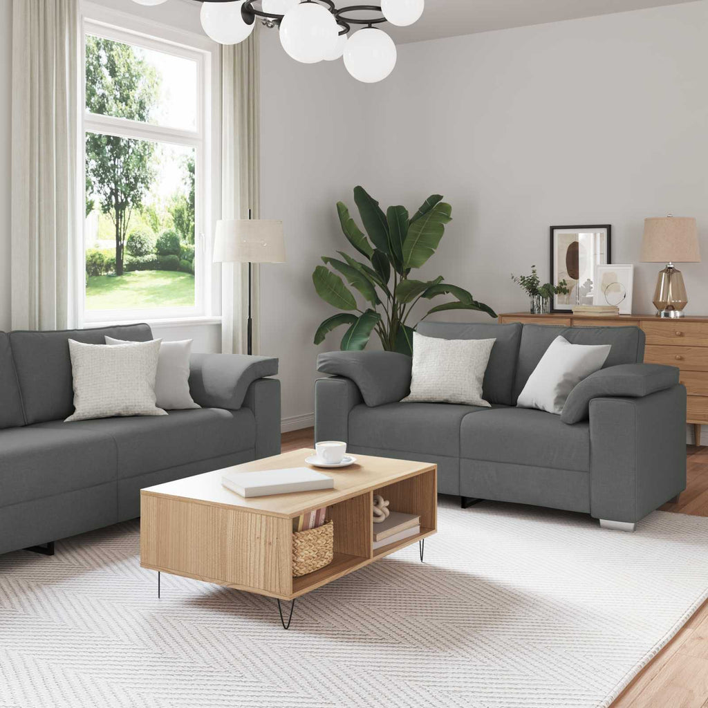 vidaXL Sofa 2 pcs Ciemnoszary 219 x 80 x 82 cm tkanina