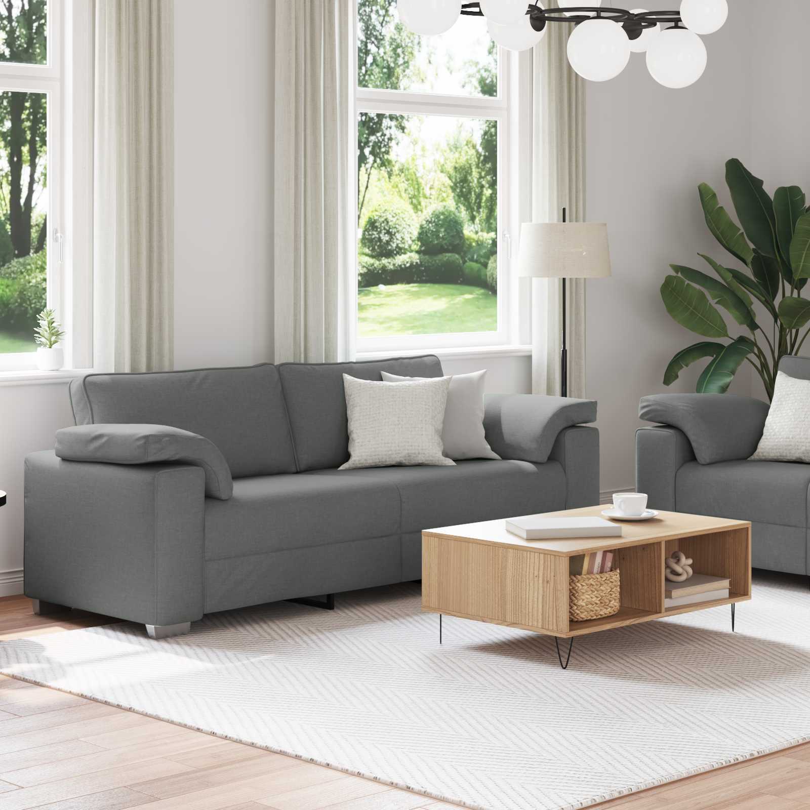 vidaXL Sofa 2 pcs Ciemnoszary 219 x 80 x 82 cm tkanina