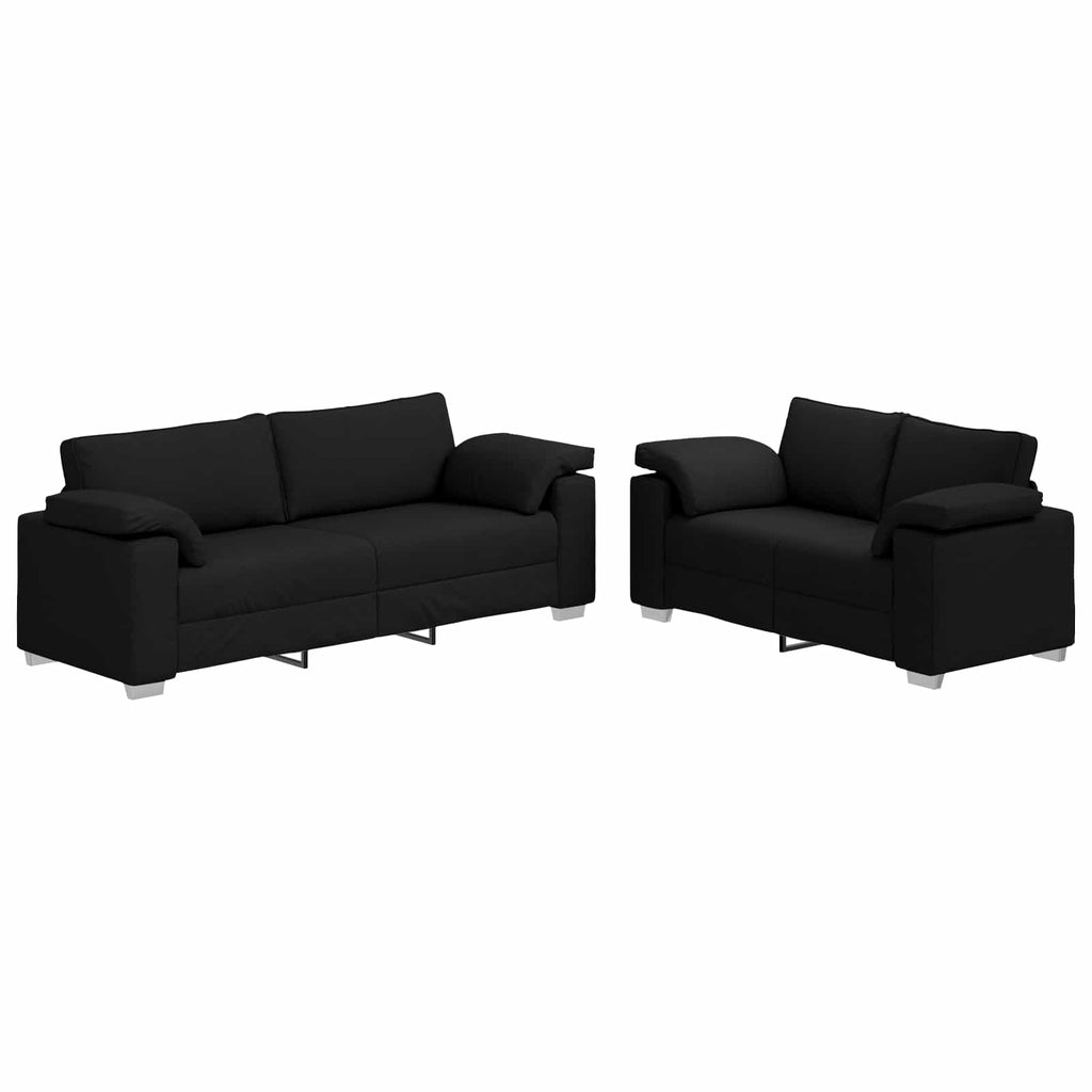 vidaXL Sofa 2 pcs Czarny 219 x 80 x 82 cm tkanina