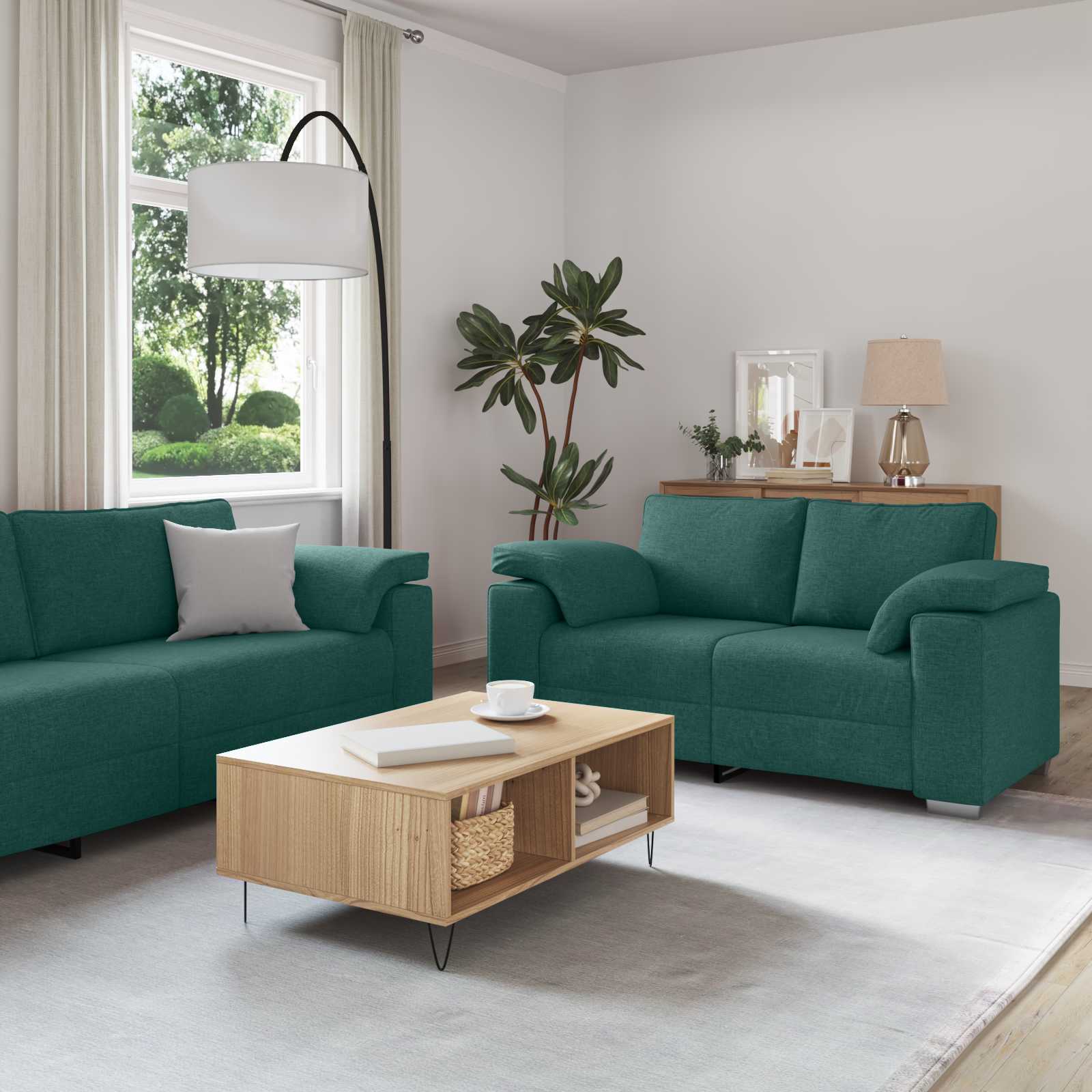 vidaXL Sofa 2 pcs Ciemna zieleń 219 x 80 x 82 cm tkanina