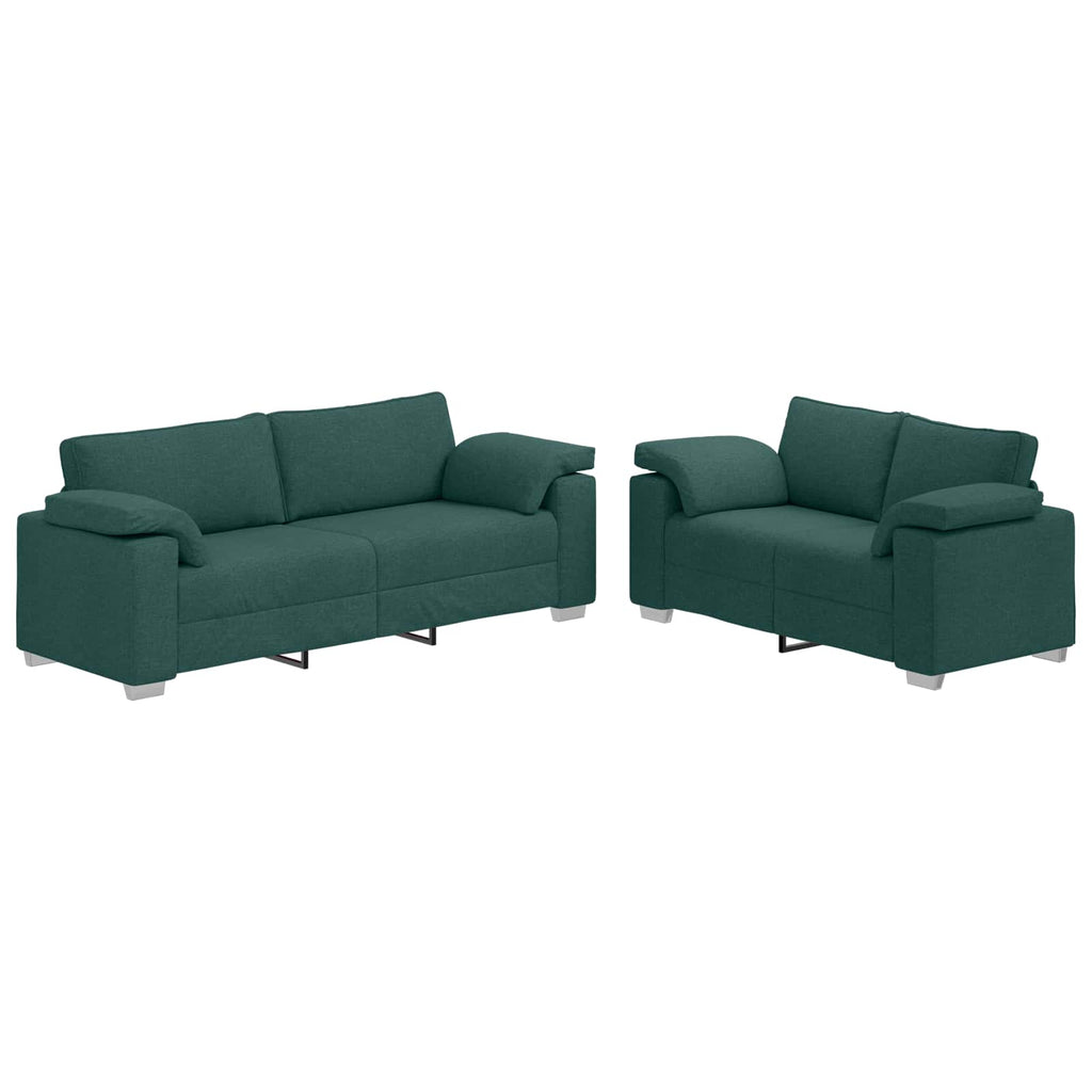 vidaXL Sofa 2 pcs Ciemna zieleń 219 x 80 x 82 cm tkanina