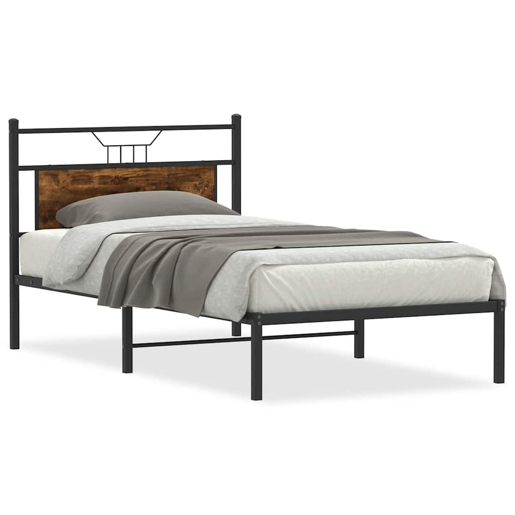 vidaXL Rama łóżka bez materaca dąb wędzony 107x203 cm Drewno klejone