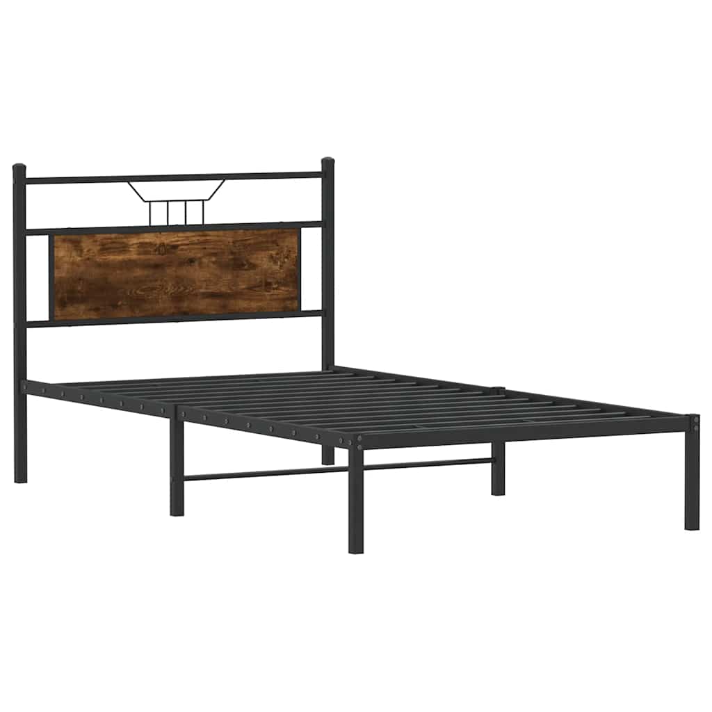vidaXL Rama łóżka bez materaca dąb wędzony 107x203 cm Drewno klejone