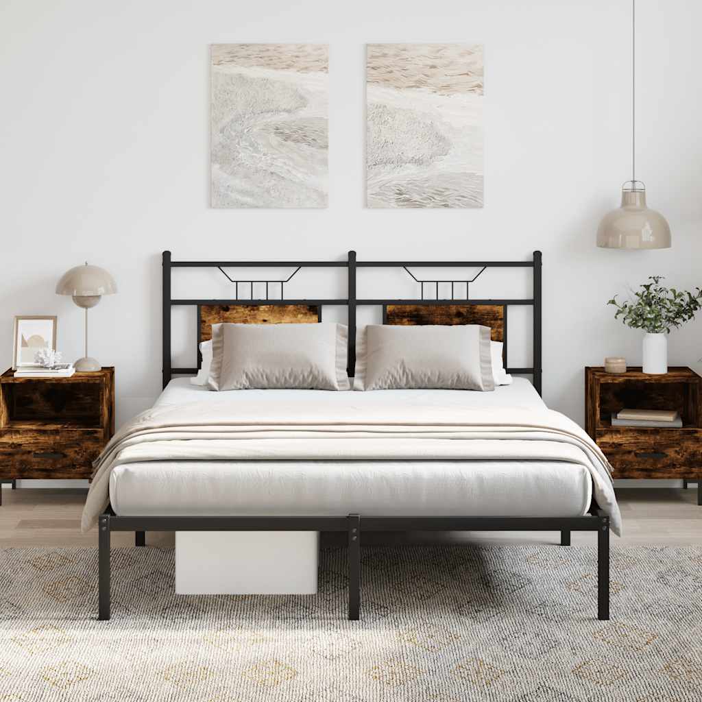 vidaXL Łóżko bez materaca, przydymiony dąb, 140x200 cm