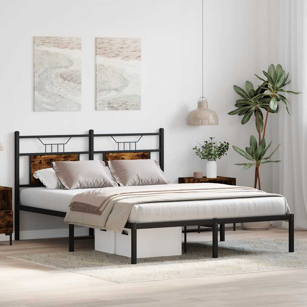 vidaXL Łóżko bez materaca, przydymiony dąb, 150x200 cm
