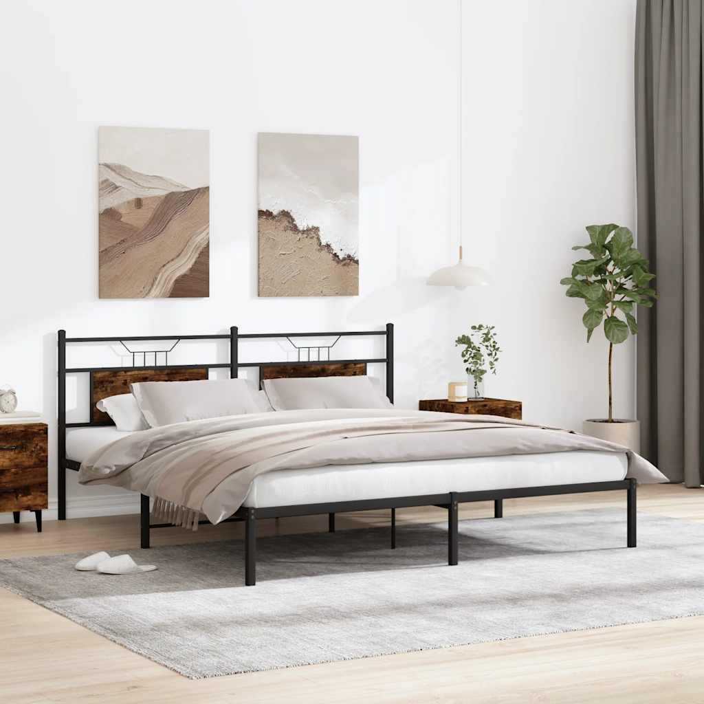 vidaXL Rama łóżka bez materaca dąb wędzony 160x200cm drewno klejone
