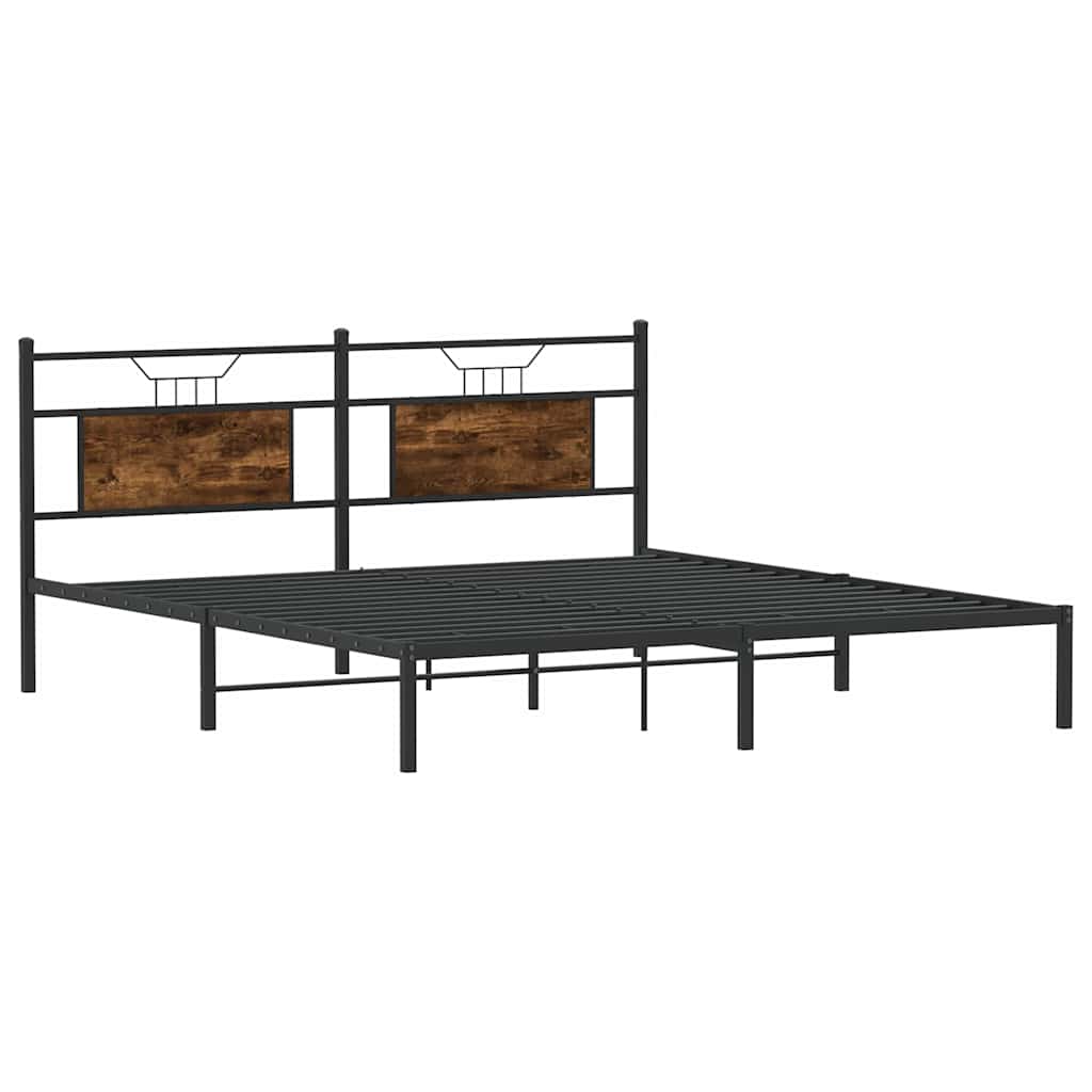 vidaXL Rama łóżka bez materaca Dąb wędzony 183x203 cm Drewno klejone