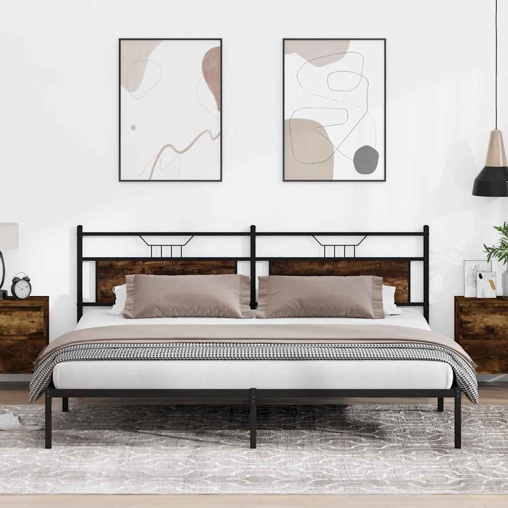 vidaXL Rama łóżka bez materaca dąb wędzony 193x201 cm Drewno klejone