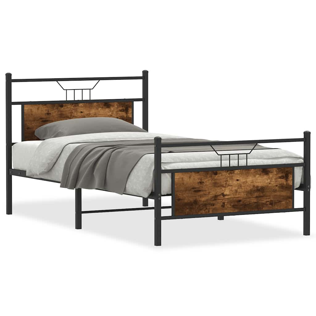 vidaXL Rama łóżka bez materaca dąb wędzony 107x203 cm Drewno klejone