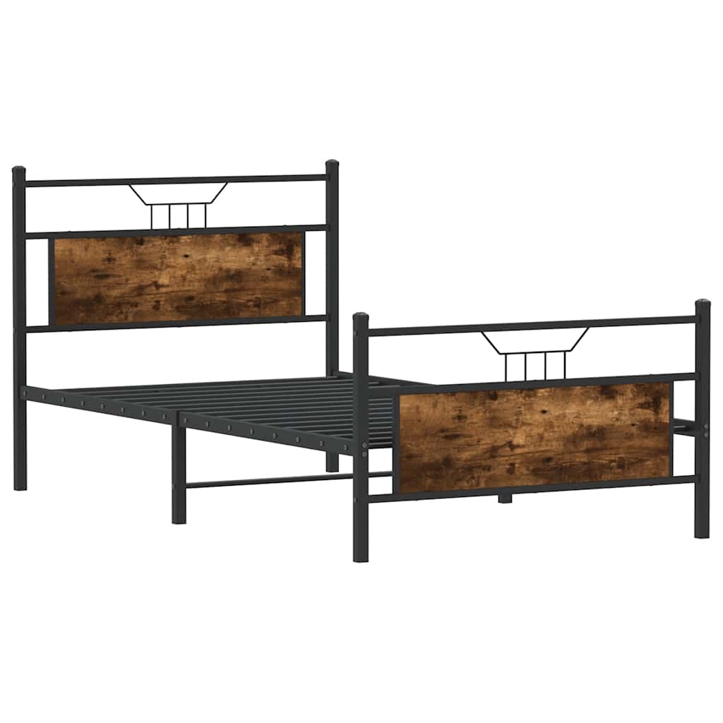 vidaXL Rama łóżka bez materaca dąb wędzony 107x203 cm Drewno klejone