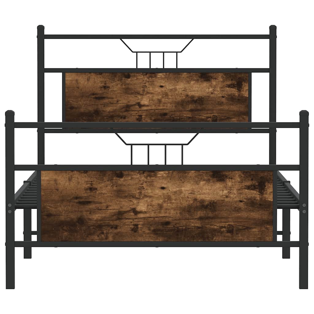 vidaXL Rama łóżka bez materaca dąb wędzony 107x203 cm Drewno klejone