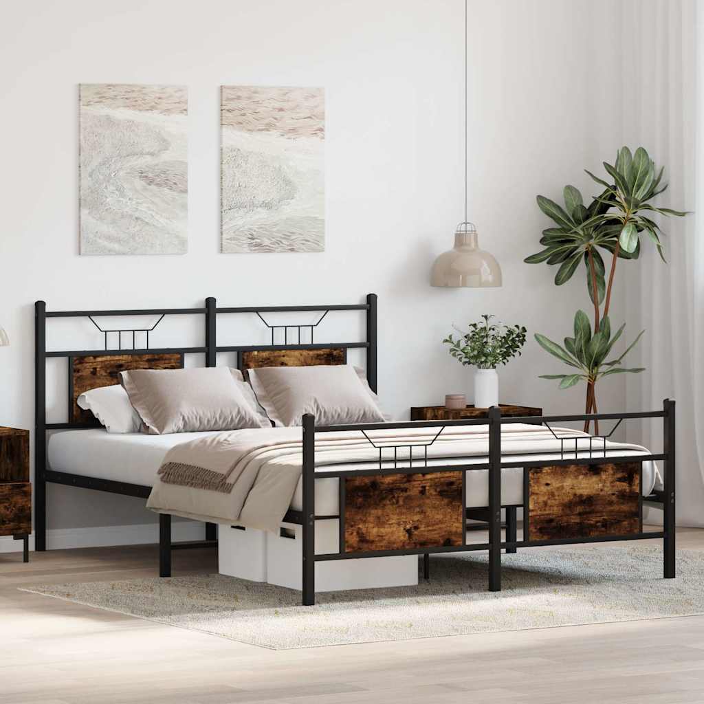 vidaXL Łóżko bez materaca, przydymiony dąb, 140x200 cm
