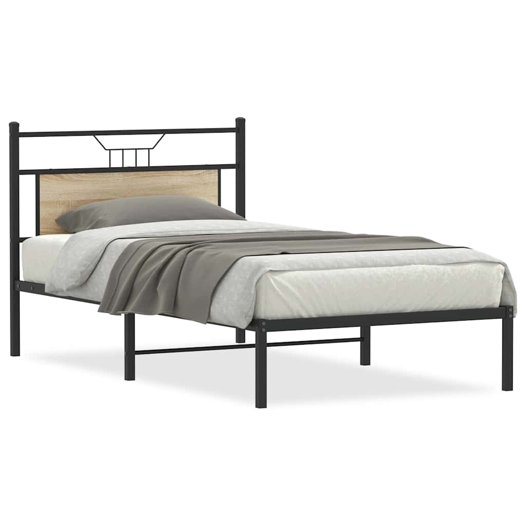 vidaXL Rama łóżka bez materaca Dąb Sonoma 107x203 cm Drewno klejone