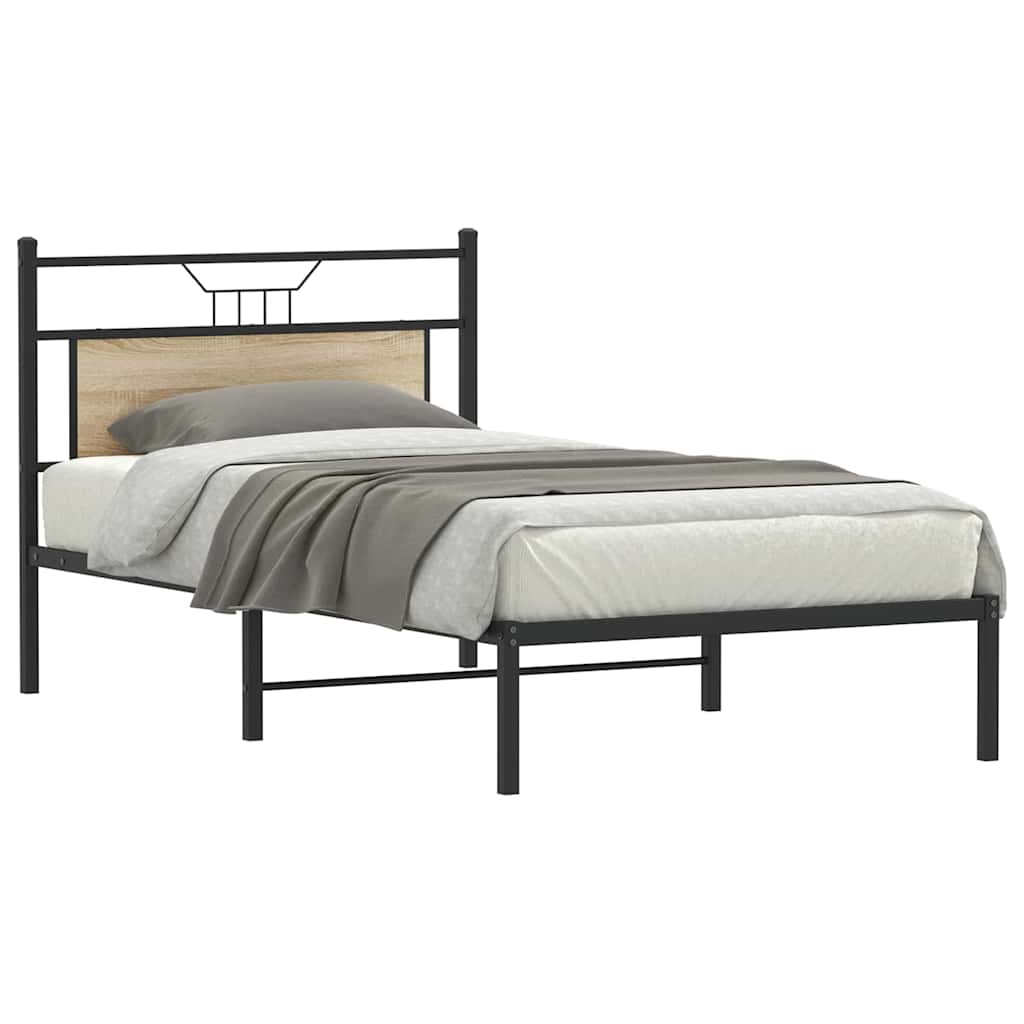 vidaXL Rama łóżka bez materaca Dąb Sonoma 107x203 cm Drewno klejone