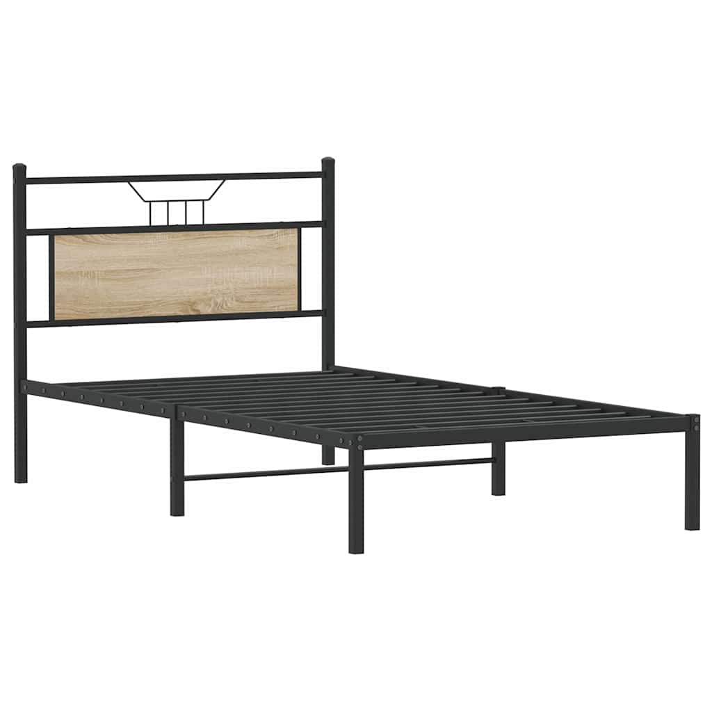 vidaXL Rama łóżka bez materaca Dąb Sonoma 107x203 cm Drewno klejone