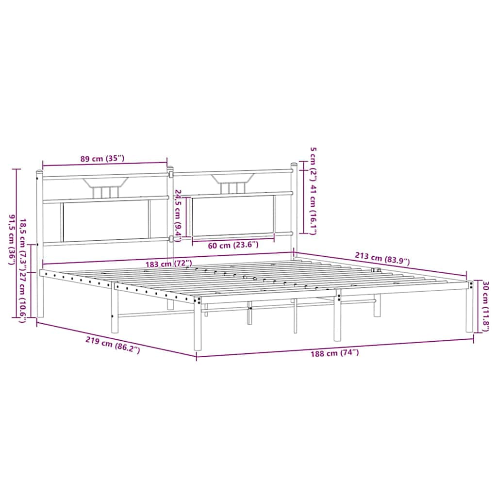 vidaXL Rama łóżka bez materaca Sonoma Oak 183x213 cm Drewno klejone