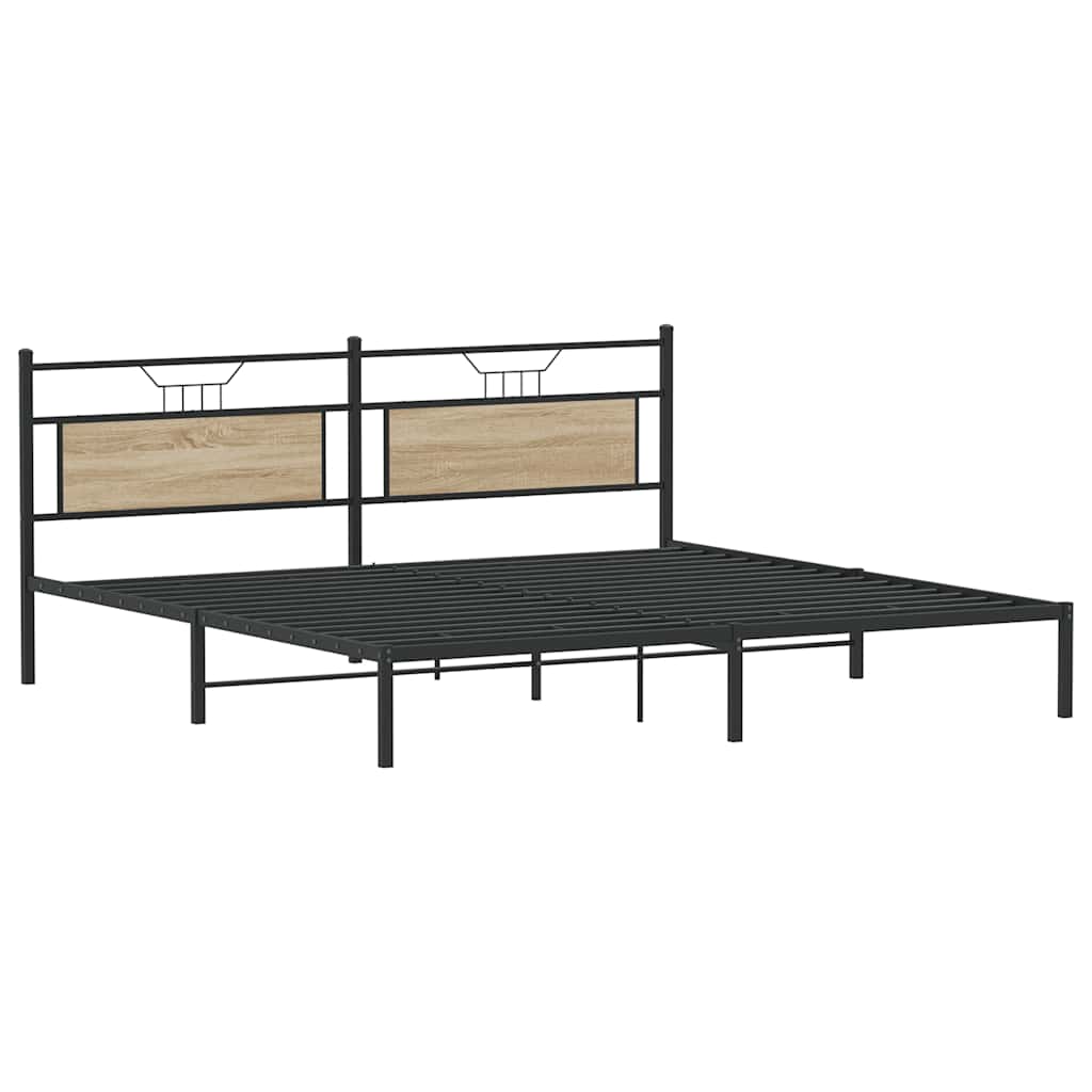 vidaXL Rama łóżka bez materaca Sonoma Oak 193x201 cm Drewno klejone