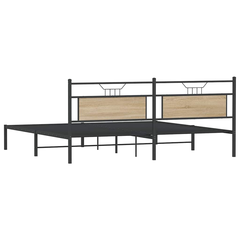 vidaXL Rama łóżka bez materaca Sonoma Oak 193x201 cm Drewno klejone