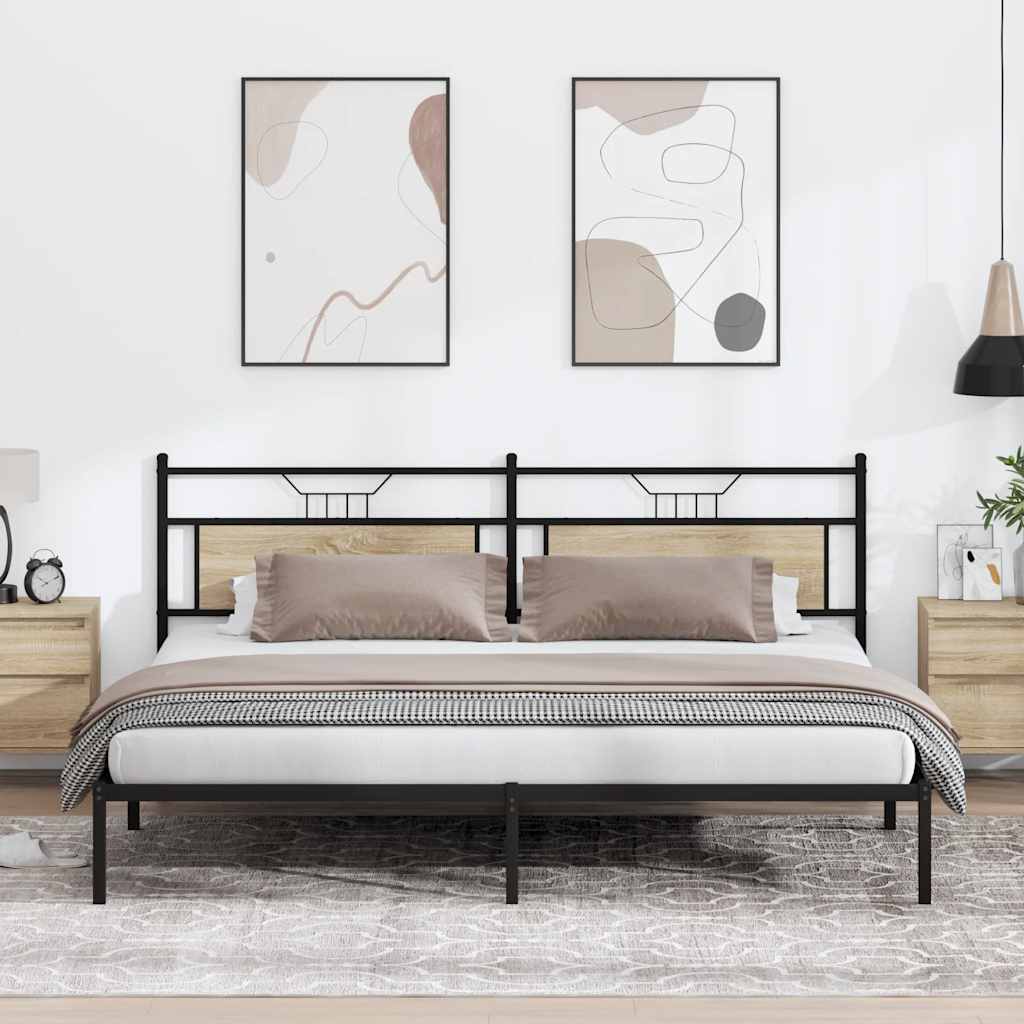 vidaXL Rama łóżka bez materaca Sonoma Oak 193x201 cm Drewno klejone