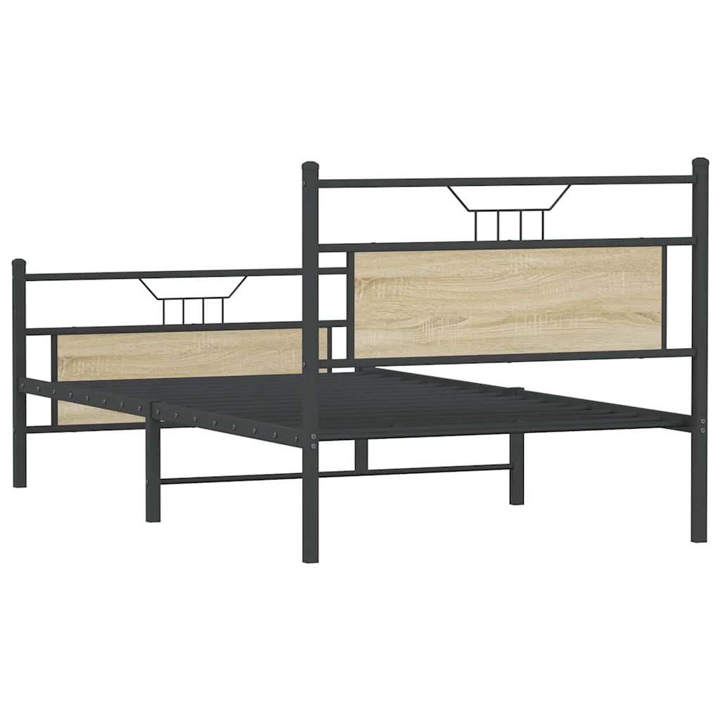 vidaXL Rama łóżka bez materaca Dąb Sonoma 107x203 cm Drewno klejone