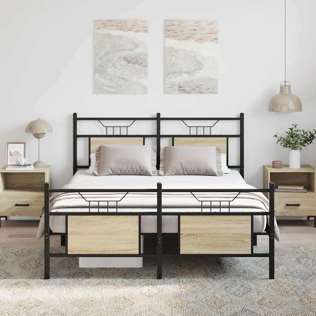 vidaXL Łóżko bez materaca, dąb sonoma, 150x200 cm