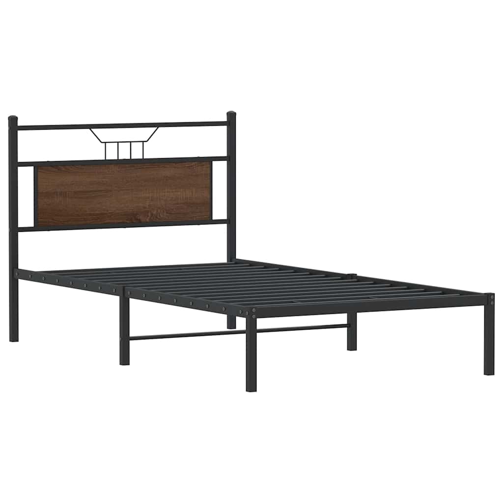 vidaXL Rama łóżka bez materaca Brązowy dąb 107x203 cm Drewno klejone