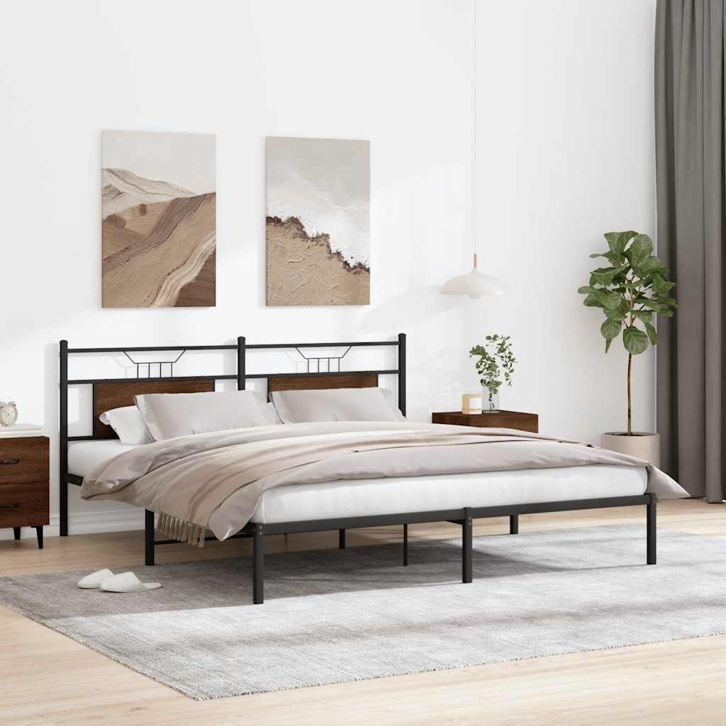 vidaXL Rama łóżka bez materaca Brązowy dąb 183x203 cm Drewno klejone