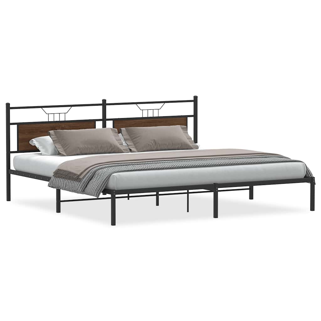 vidaXL Rama łóżka bez materaca Brązowy dąb 200x200 cm Drewno klejone
