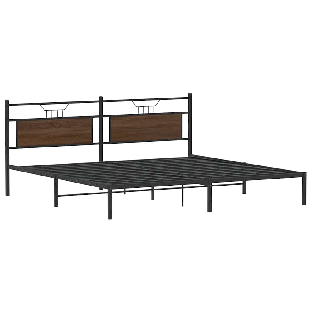vidaXL Rama łóżka bez materaca Brązowy dąb 200x200 cm Drewno klejone