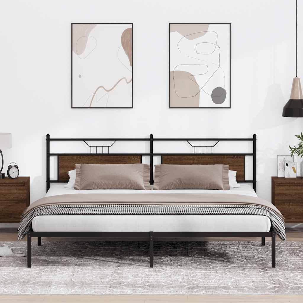 vidaXL Rama łóżka bez materaca Brązowy dąb 200x200 cm Drewno klejone