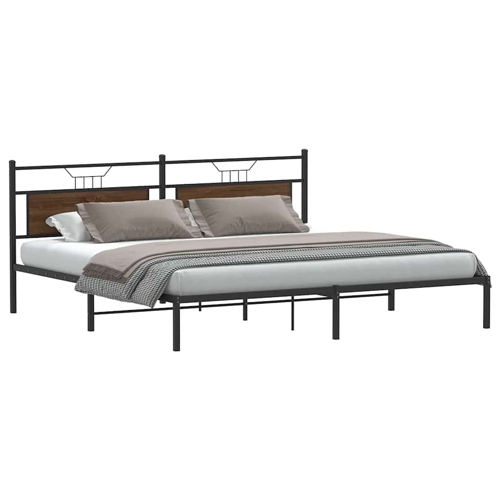 vidaXL Rama łóżka bez materaca Brązowy dąb 200x200 cm Drewno klejone