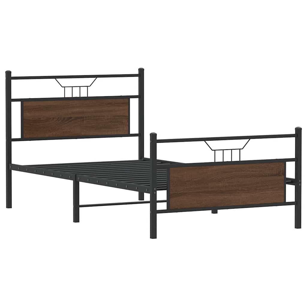 vidaXL Rama łóżka bez materaca Brązowy dąb 107x203 cm Drewno klejone