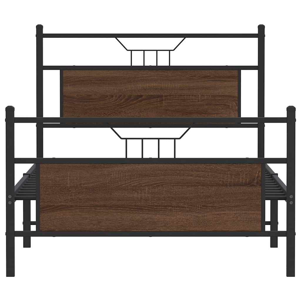vidaXL Rama łóżka bez materaca Brązowy dąb 107x203 cm Drewno klejone