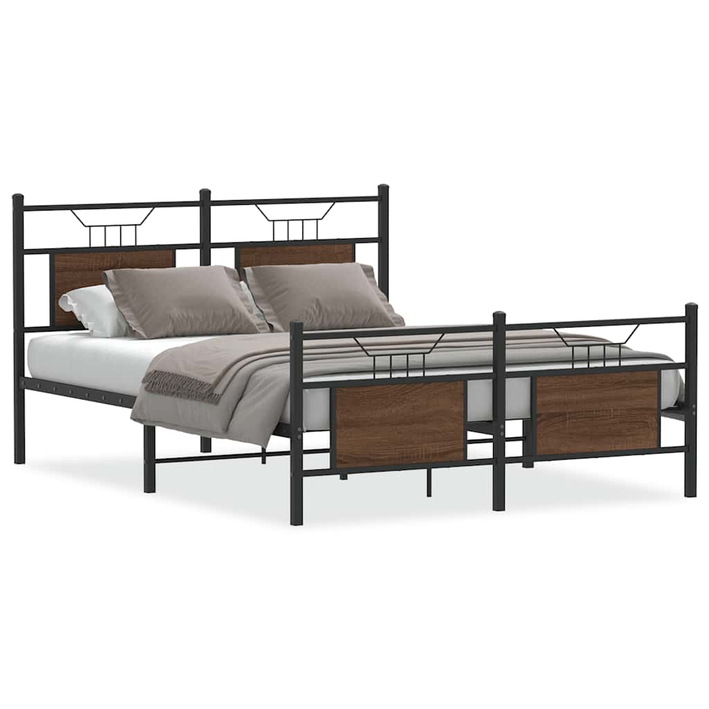 vidaXL Łóżko bez materaca, brązowy dąb, 137x190 cm