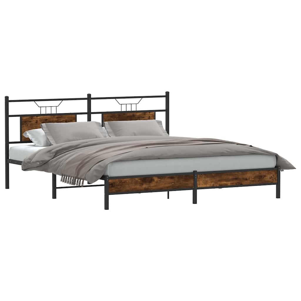 vidaXL Rama łóżka bez materaca dąb wędzony 160x200cm drewno klejone