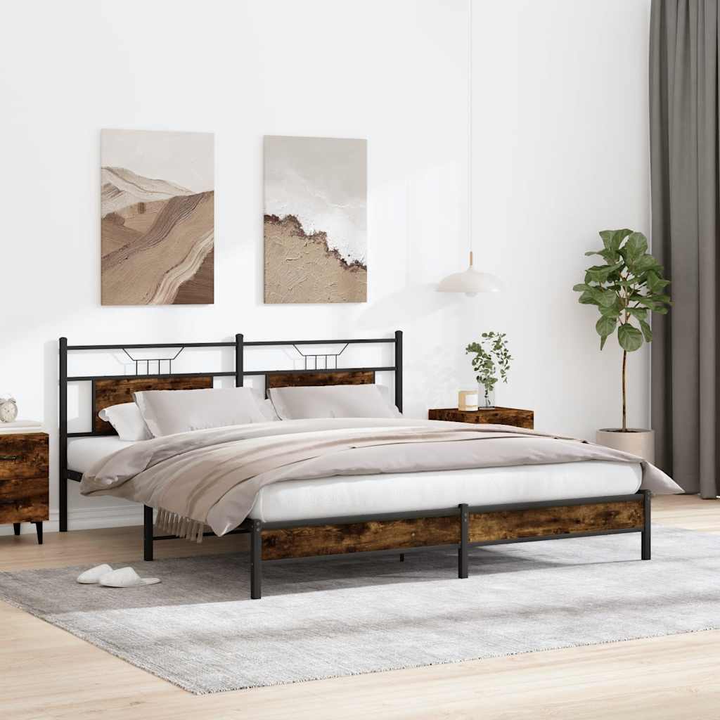 vidaXL Rama łóżka bez materaca dąb wędzony 160x200cm drewno klejone