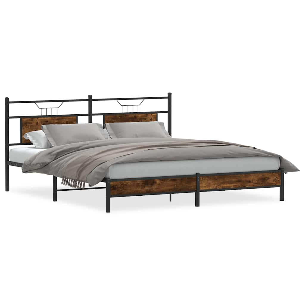 vidaXL Rama łóżka bez materaca Dąb wędzony 183x203 cm Drewno klejone