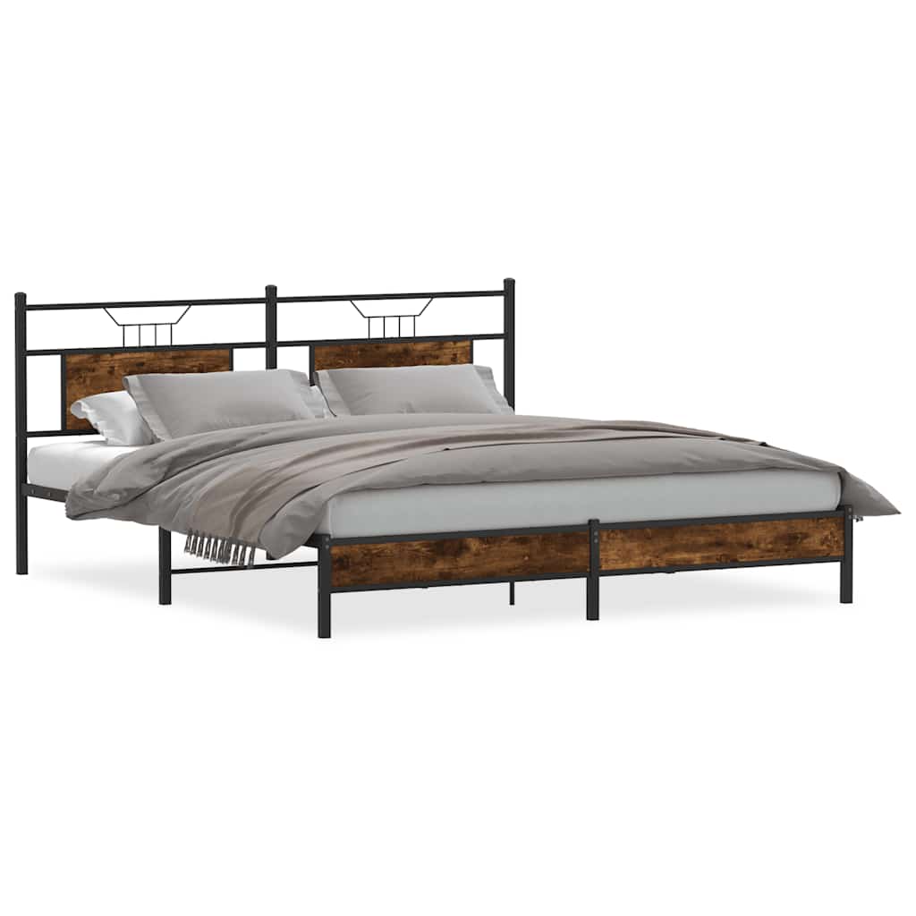 vidaXL Rama łóżka bez materaca dąb wędzony 183x213 cm Drewno klejone