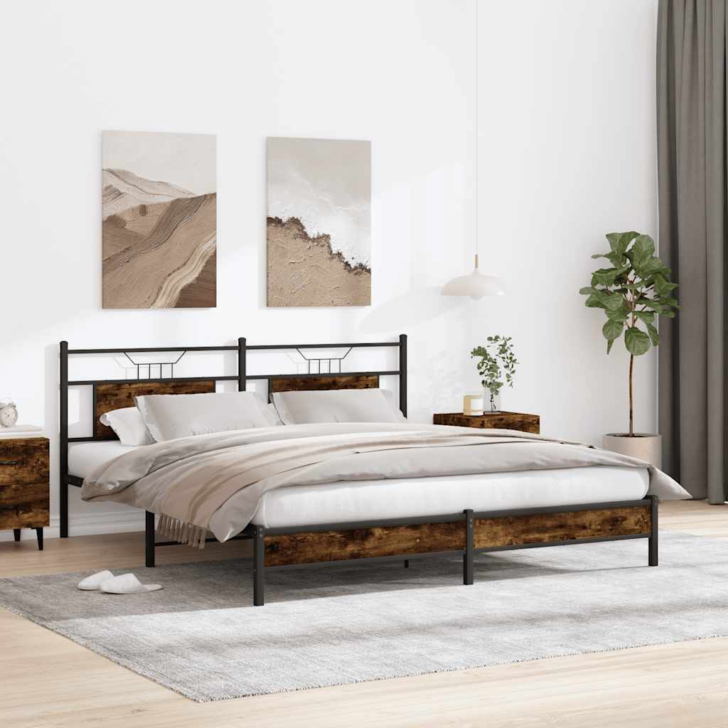 vidaXL Rama łóżka bez materaca dąb wędzony 183x213 cm Drewno klejone