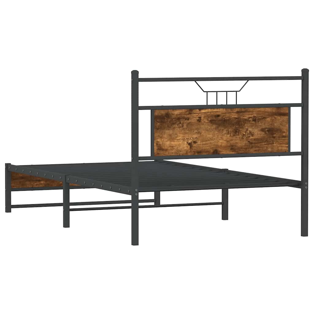 vidaXL Łóżko bez materaca, przydymiony dąb, 100x200 cm
