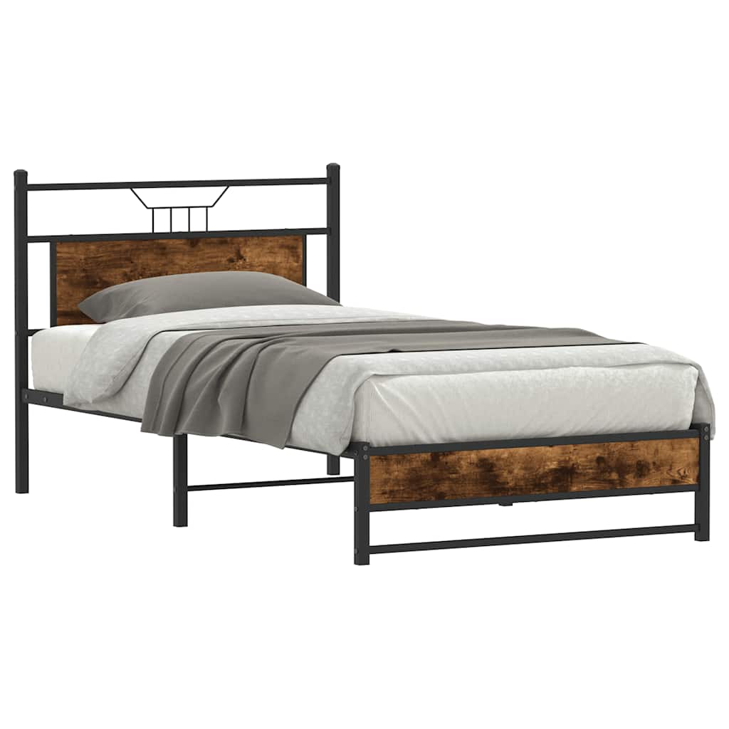vidaXL Rama łóżka bez materaca dąb wędzony 107x203 cm Drewno klejone
